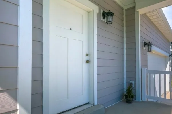 Front Door Paint Colors - White Door Greige Siding - West Chester Ohio - 365 Renovations 600x400