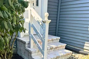 Limewash Brick - Side View of Back Entry Exterior Steps